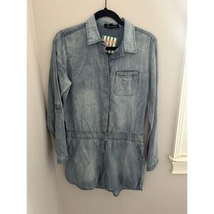 Flying Tomato Womens Blue Denim Romper Long sleeve‎ Western Boho